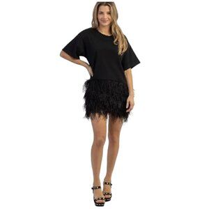 Amable By Mable Black Feather Dress, Small